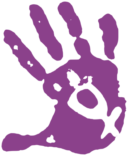Impresión púrpura de la mano