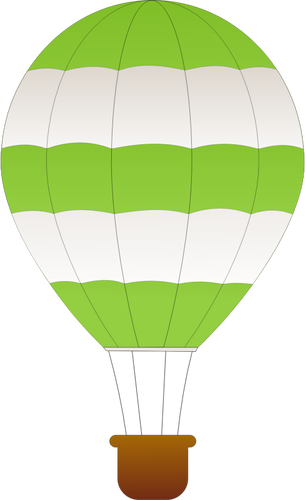 Horizontal green and white stripes hot air balloon vector clip art