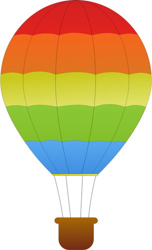 Vågräta gröna, röda och blå ränder varm luft ballong vektorgrafik