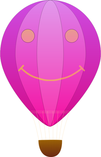 垂直粉红色条纹热空气气球向量剪贴画