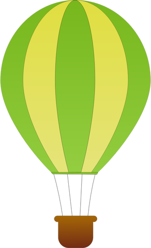 Vertical green and yellow stripes hot air balloon vector drawing