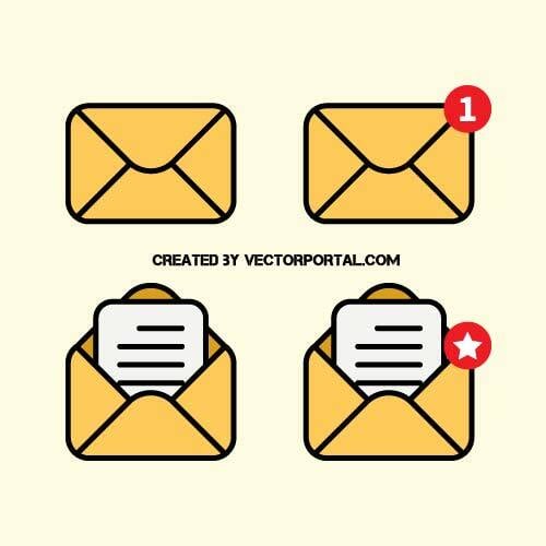 Żółty poczty ikony w formacie vector