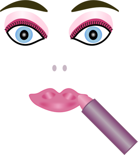 女性の顔と lipstputtick のベクトル イラスト