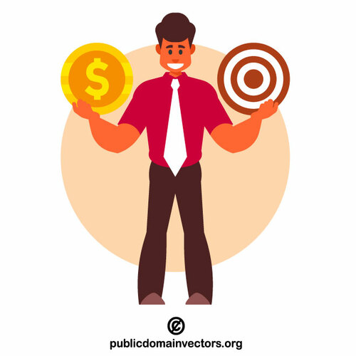 Man holding a coin and target