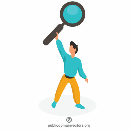 Man holding magnifying glass