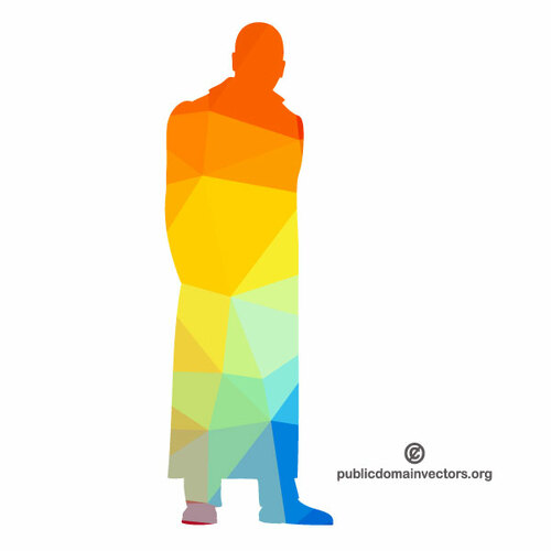 Man in coat color silhouette