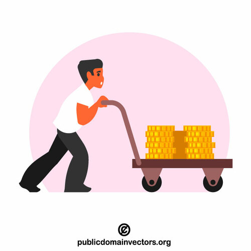 Trolley with golden coins