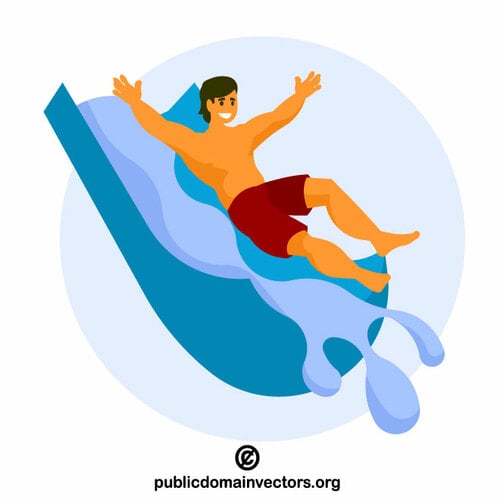 Man riding a water slide