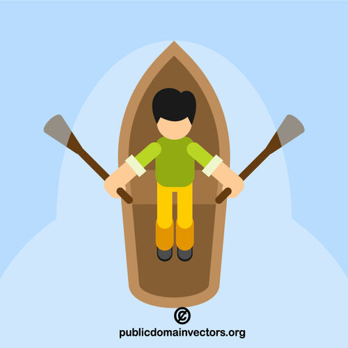 Man rowing boat vector clip art