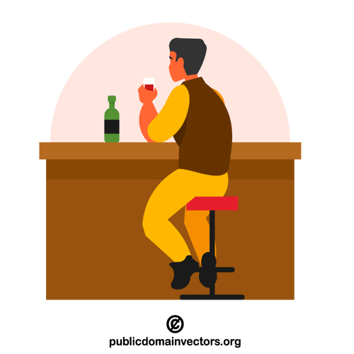 Man drinking in a bar