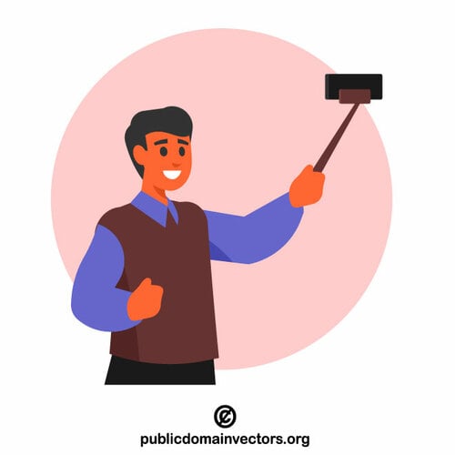 Man takes selfie on smartphone