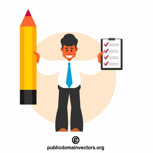 Man with a questionnaire and a pencil