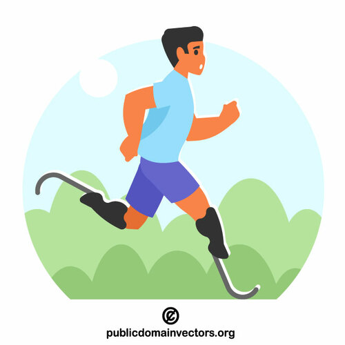 Man with artificial legs run