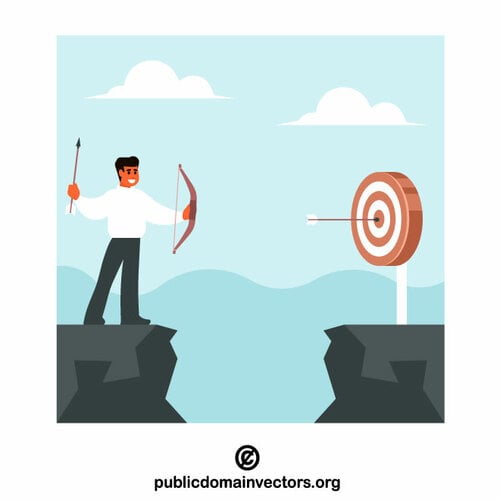 Man is hitting a target
