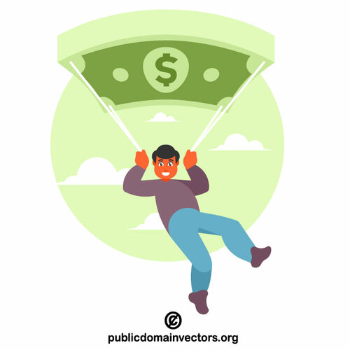 Manager flying a finance parachute