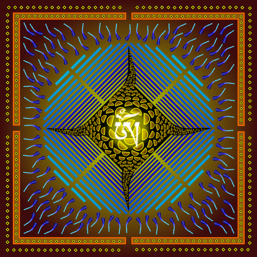 Mandala árabe con tigre estampado estrellas vector dibujo