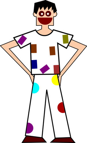 האיש עם בגדים צבעוניים