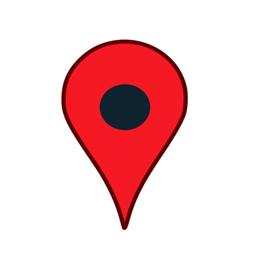 लाल रंग में मानचित्र स्थान पिन