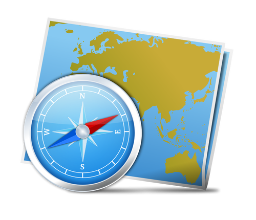 Map and compass vector image