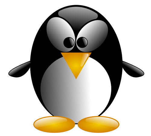 Ilustrace kreslené tučňák s velkýma očima