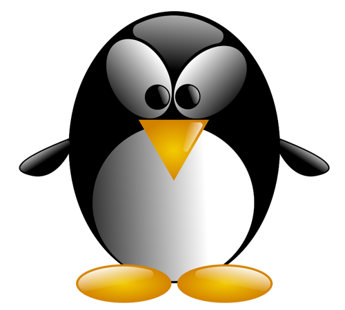 Illustration of cartoon penguin with big eyes