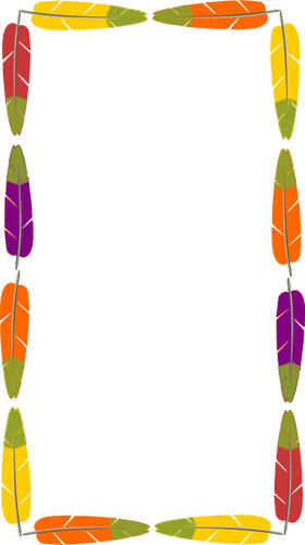 カラフルな鳥の羽で作ったフレームの描画