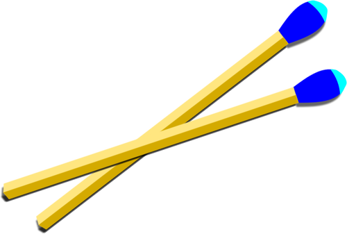 Desenho de vetor de fósforos de madeira com ponta azul