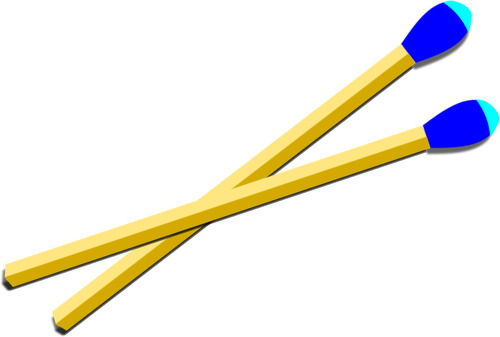 Wooden matches with blue tip vector drawing