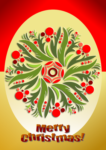 "Merry Christmas" poster with Christmas flowers vector clip art