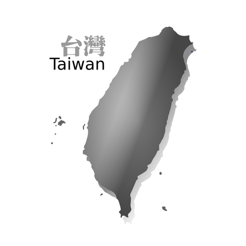 台湾のベクトル画像の灰色の地図
