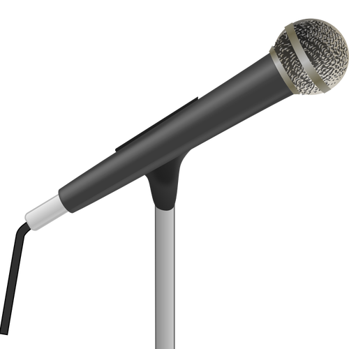 Grayscale microphone on stand vector drawing