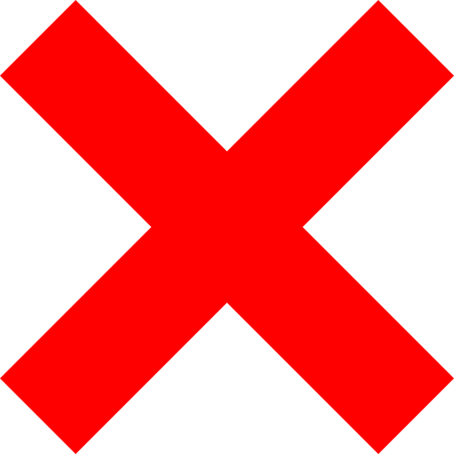 Símbolo de vetor de cruz vermelha não OK