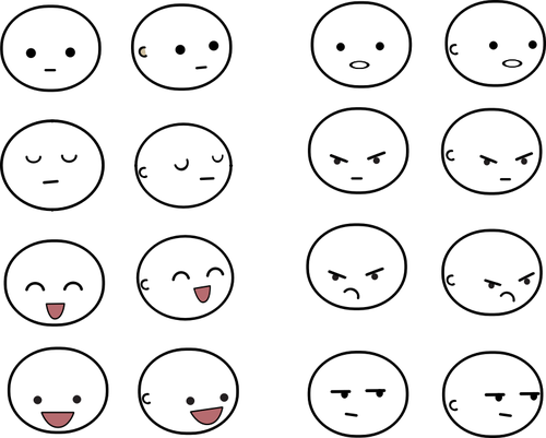 Vector drawing of expressions emoticon-like sets