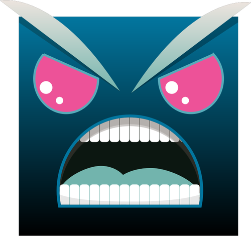 Vector illustration of angry square with face | Public domain vectors