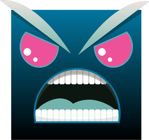 Vector illustration of angry square with face