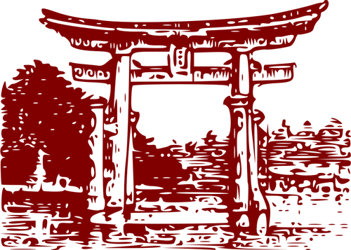 Miyajima Torii i röda vektor illustration