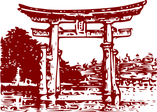 Miyajima Torii i röda vektor illustration