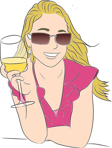 Mulher degustação vinho vetor clip art