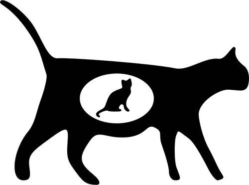 Векторное изображение силуэт беременной кошки