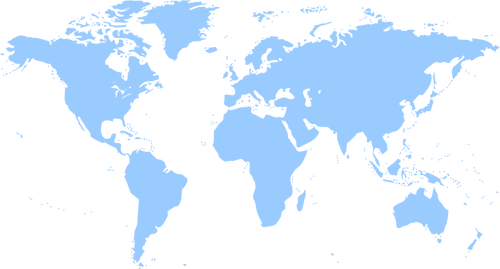 蓝色的轮廓矢量绘图的政治世界地图