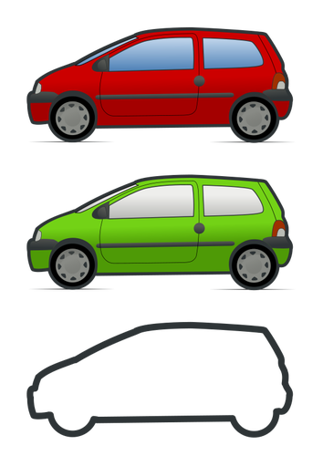 Červené a zelené Renault Twingo vektor