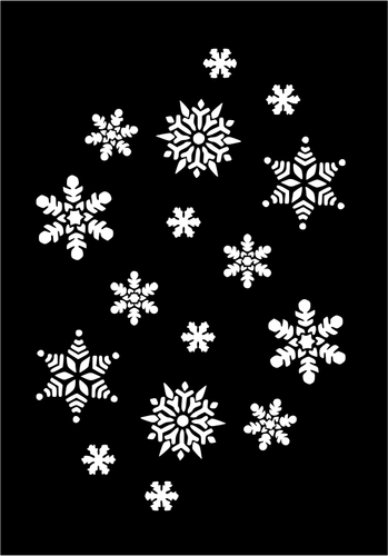 Gambar vektor kepingan salju putih pada latar belakang hitam