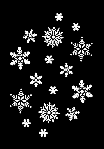 Vector image of white snowflakes on black background