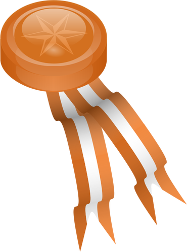 Vektor Klipart bronzový medailon s oranžové stužky