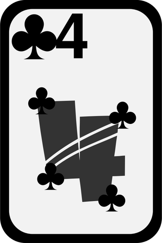 Четыре из клубов фанки игральных карт векторное изображение