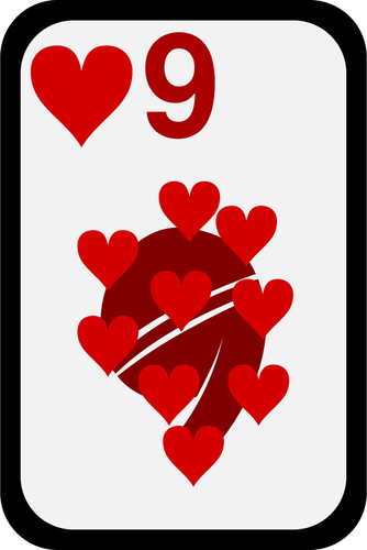 Nine of Hearts funky playing card vector clip art