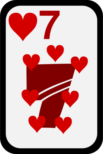 Seven of Hearts funky playing card vector clip art