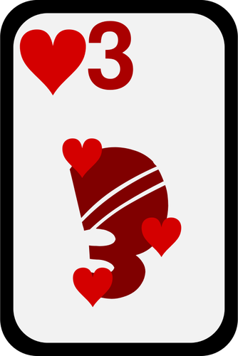 Três dos corações funky playing card vector clipart