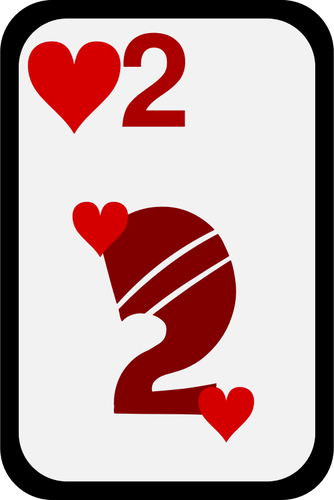 Two of Hearts funky playing card vector clip art