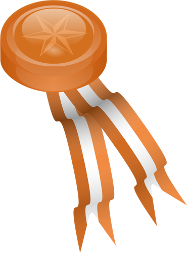 Bronze medal with ribbons vector drawing